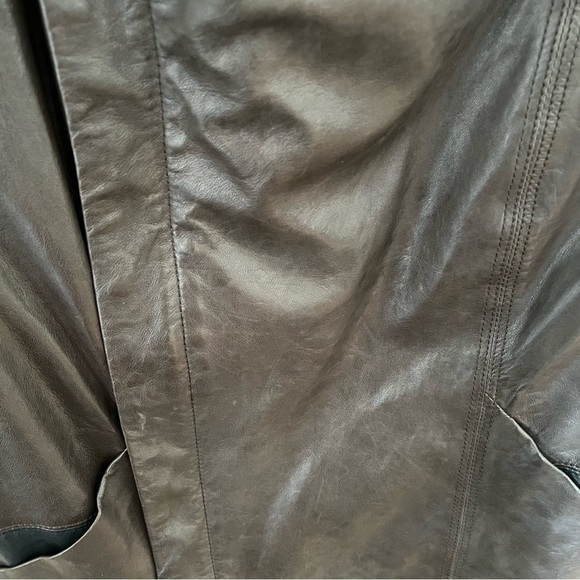VINCE Lamb Leather Colorblock Moto Jacket - Picture 10 of 12